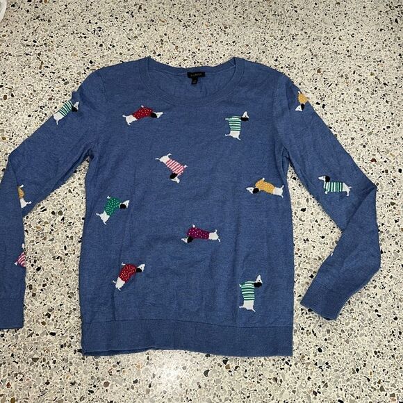 Talbots lightweight blue dog sweater dachshund blue XS - Picture 3 of 6